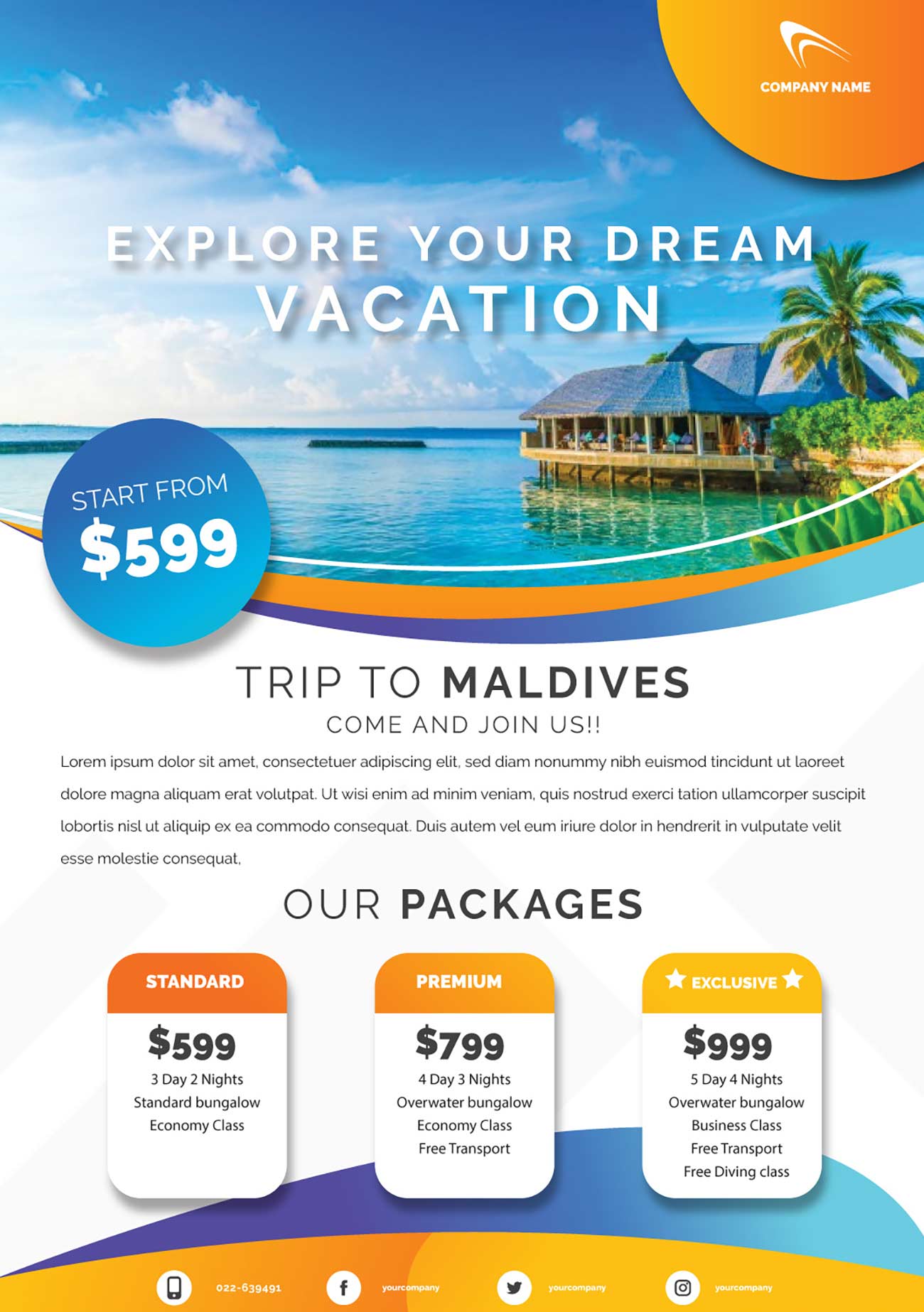 Poster quảng cáo resort 5 sao tại biển Maldives file AI