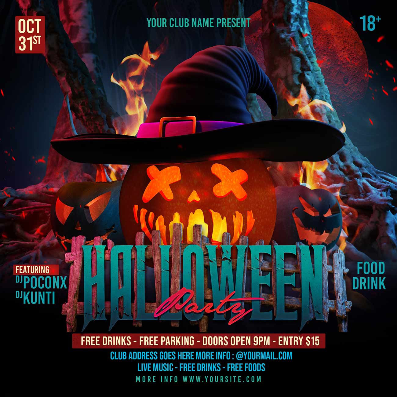 Poster lễ hội halloween file PSD mẫu số 2