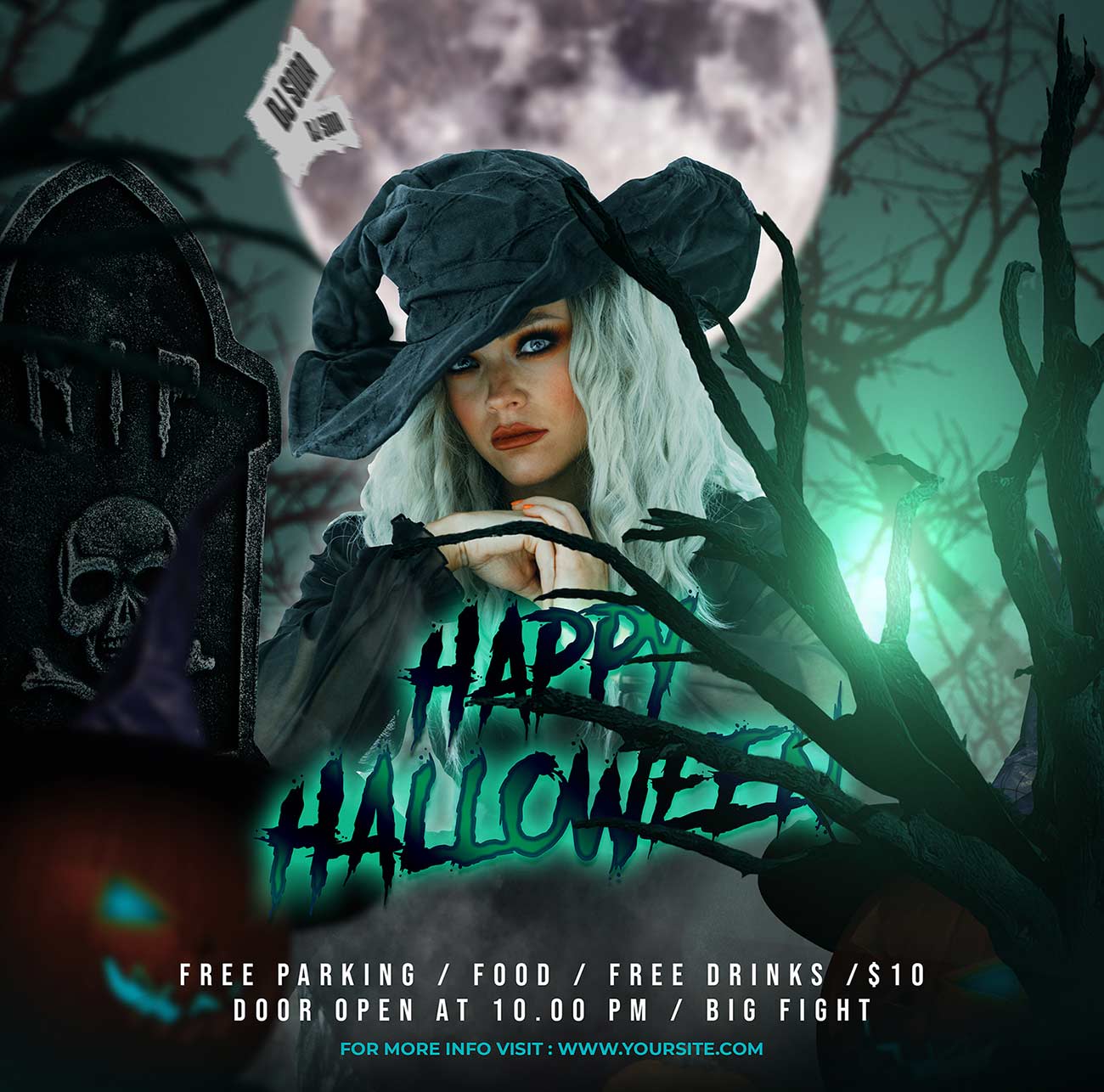 Poster ca sĩ trong lễ hội halloween 3D file PSD mẫu số 19