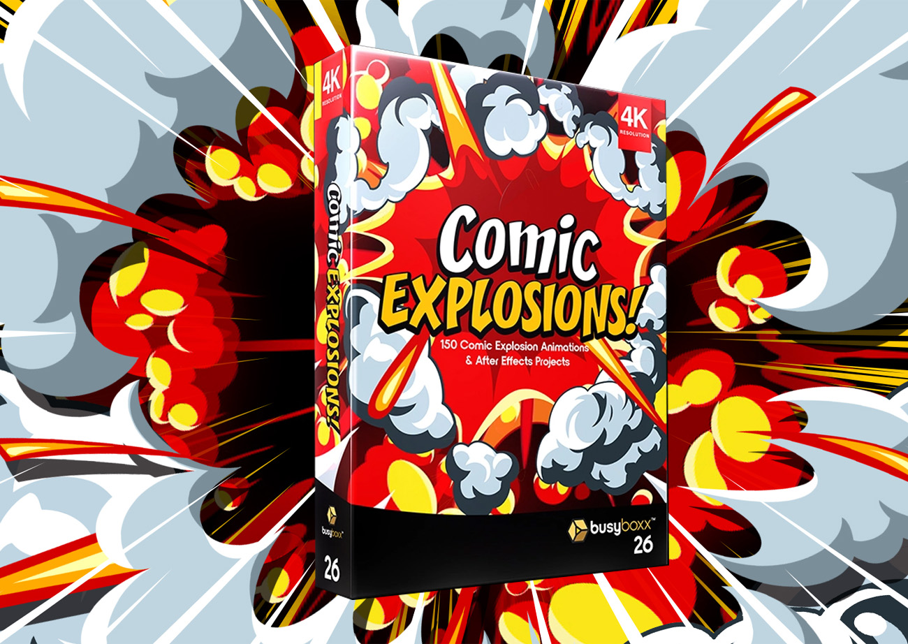 Gói 140+ phần tử, hoạt ảnh hoạt hình - Busyboxx V26 Comic Explosions