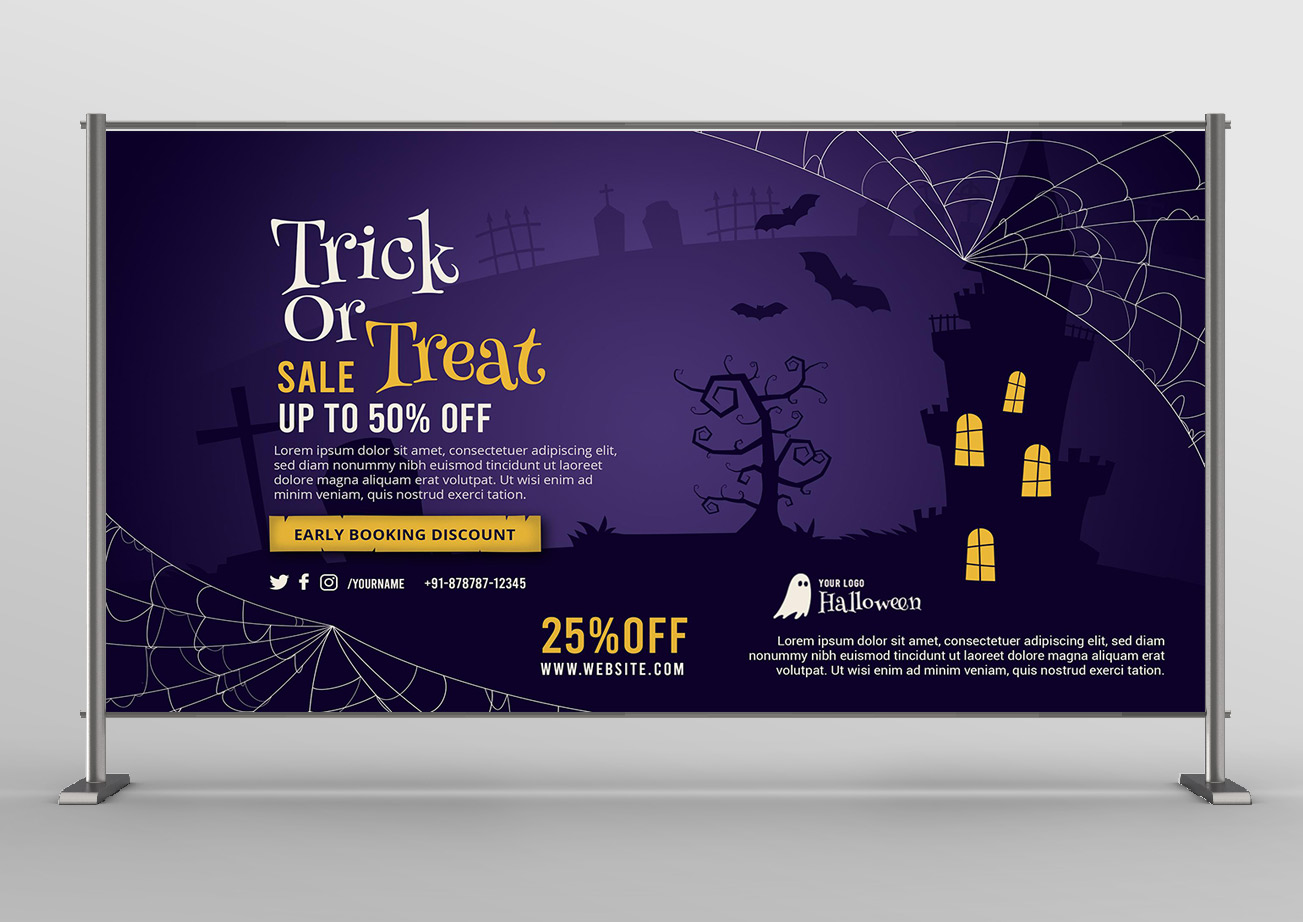 Backdrop cho kẹo hay bị ghẹo đêm halloween file PSD