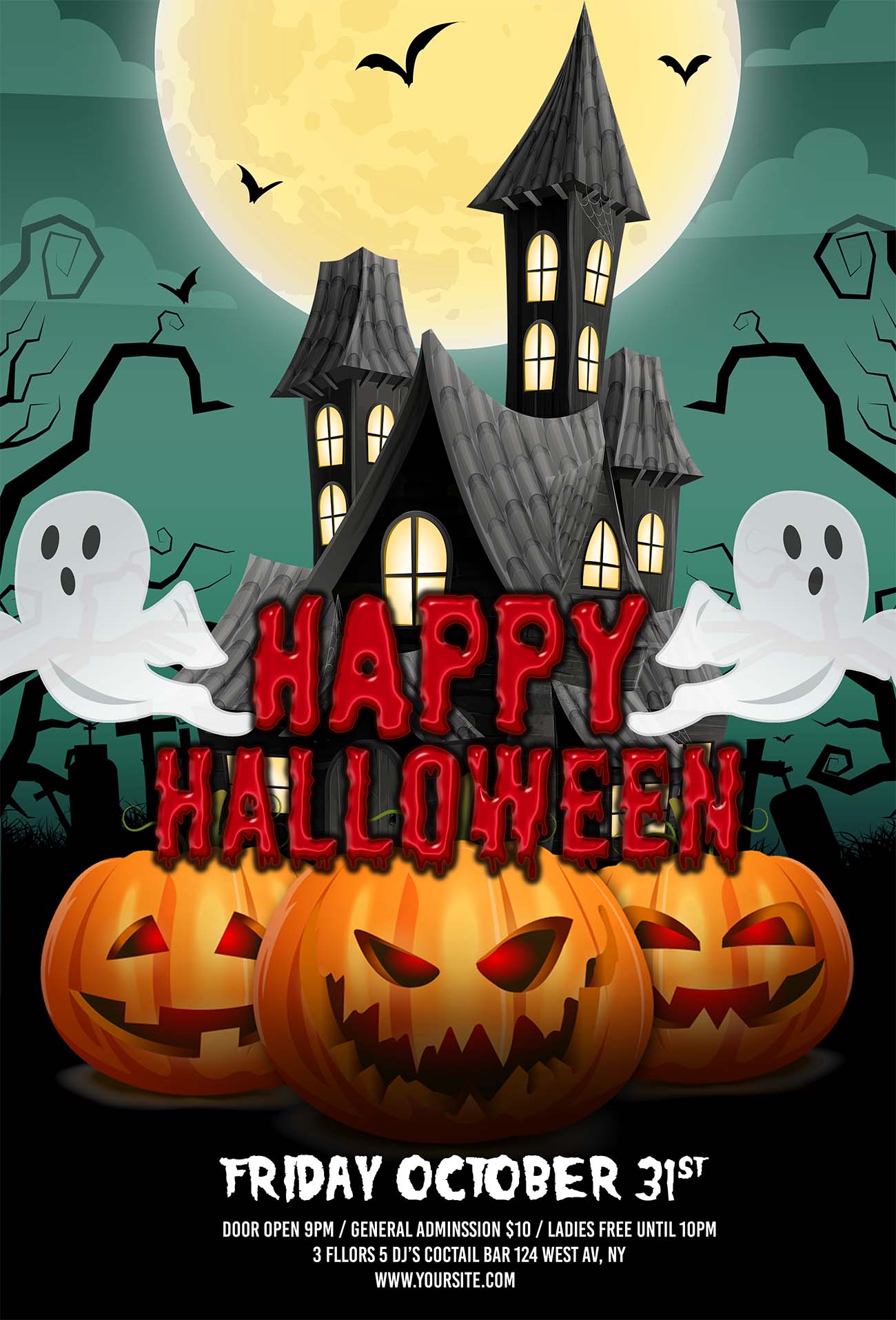 Poster halloween, kinh dị mẫu số 137 PSD