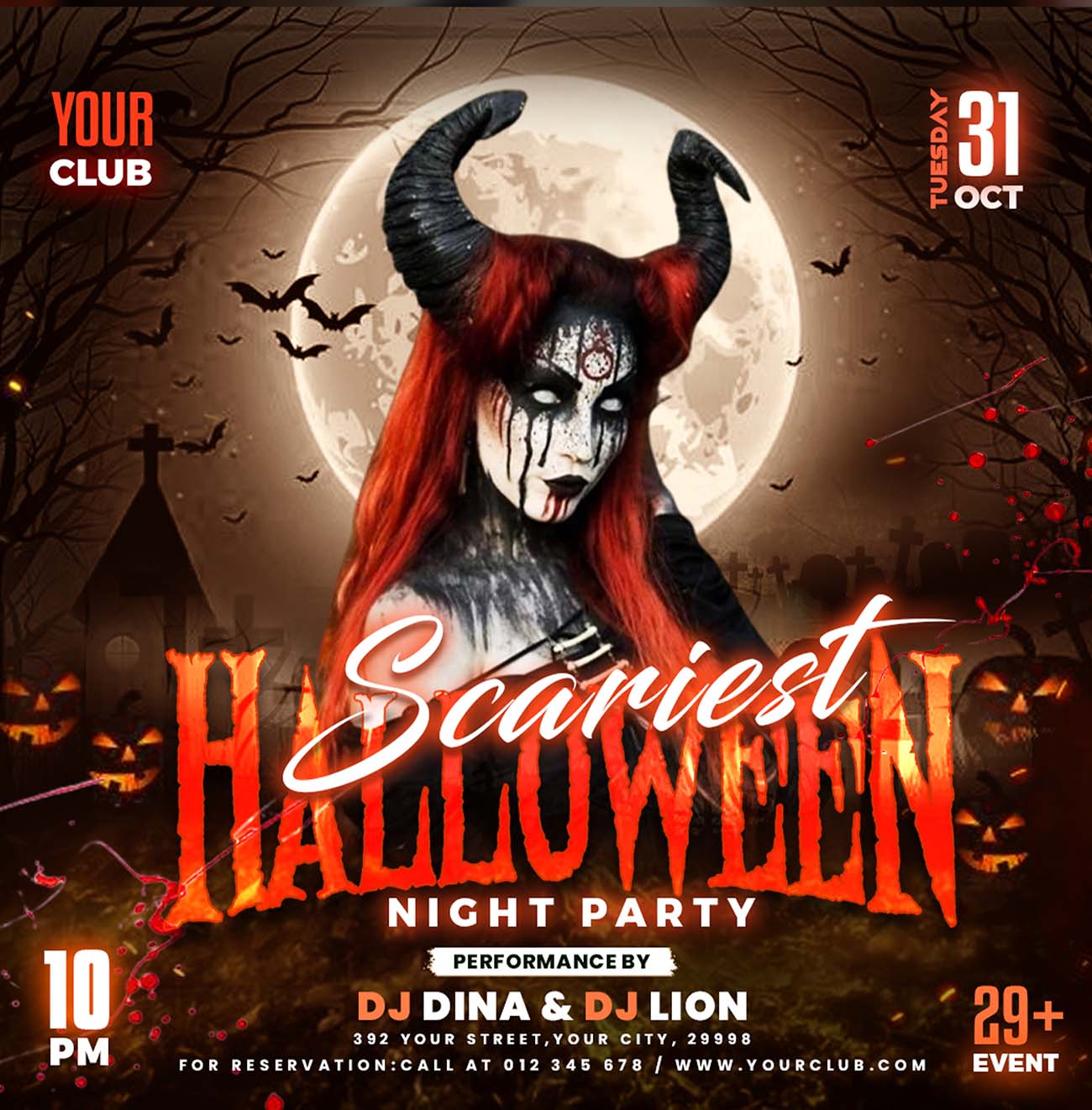 Poster halloween kinh dị, ma, hóa trang mẫu H96 PSD