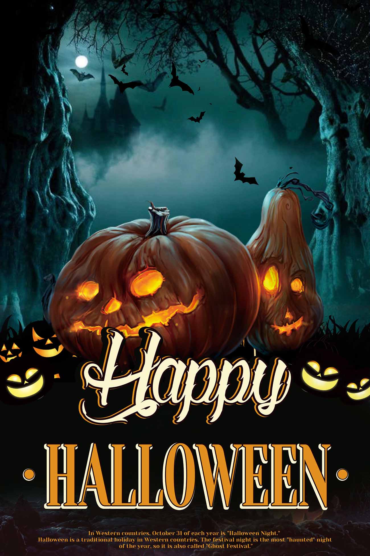 Poster halloween kinh dị mẫu số H03 PSD