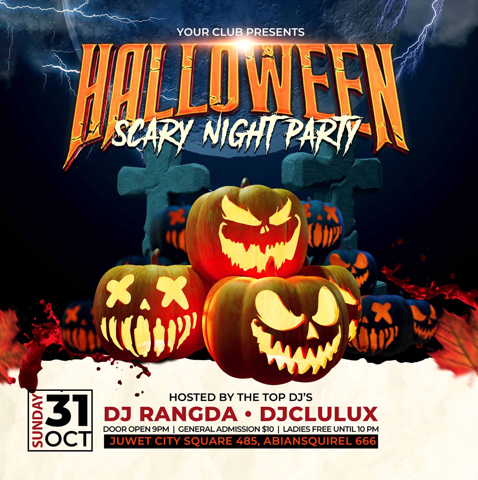 Poster halloween kinh dị mẫu H113 PSD