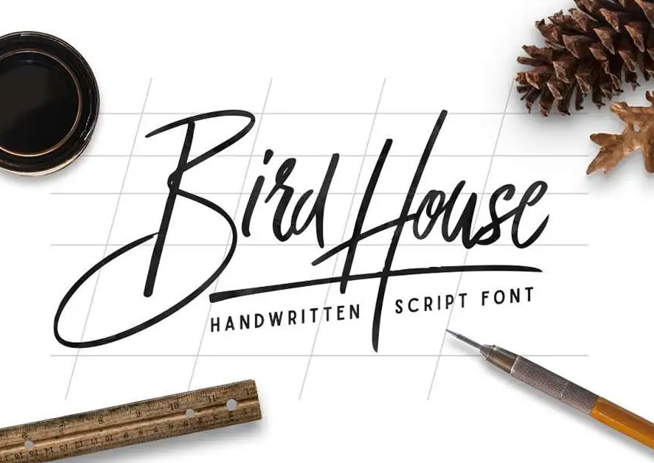 Font chữ viết tay, chữ ký mềm mại cho thiệp cưới, lễ cưới TH Bird House Script