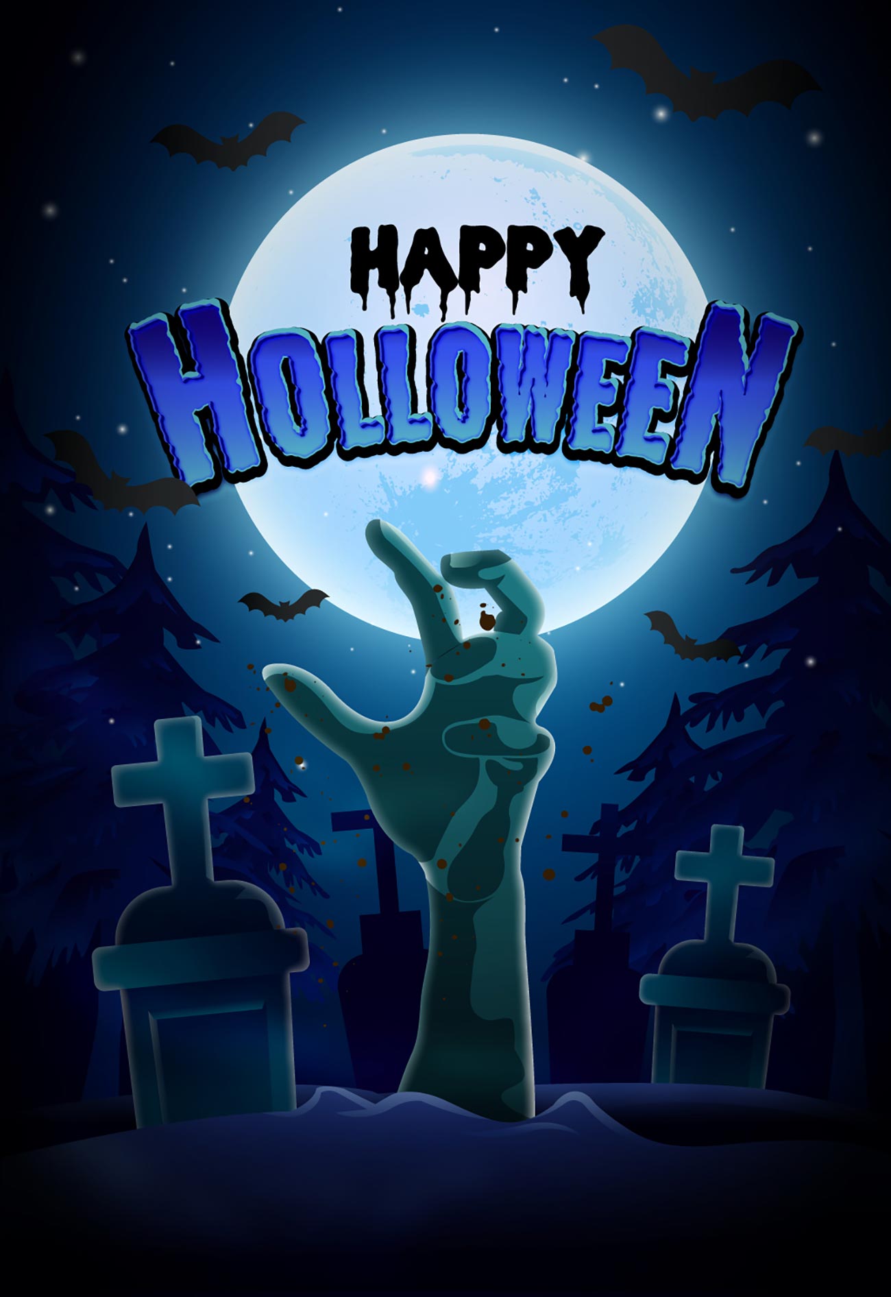 Poster đêm halloween rùng rợn file EPS