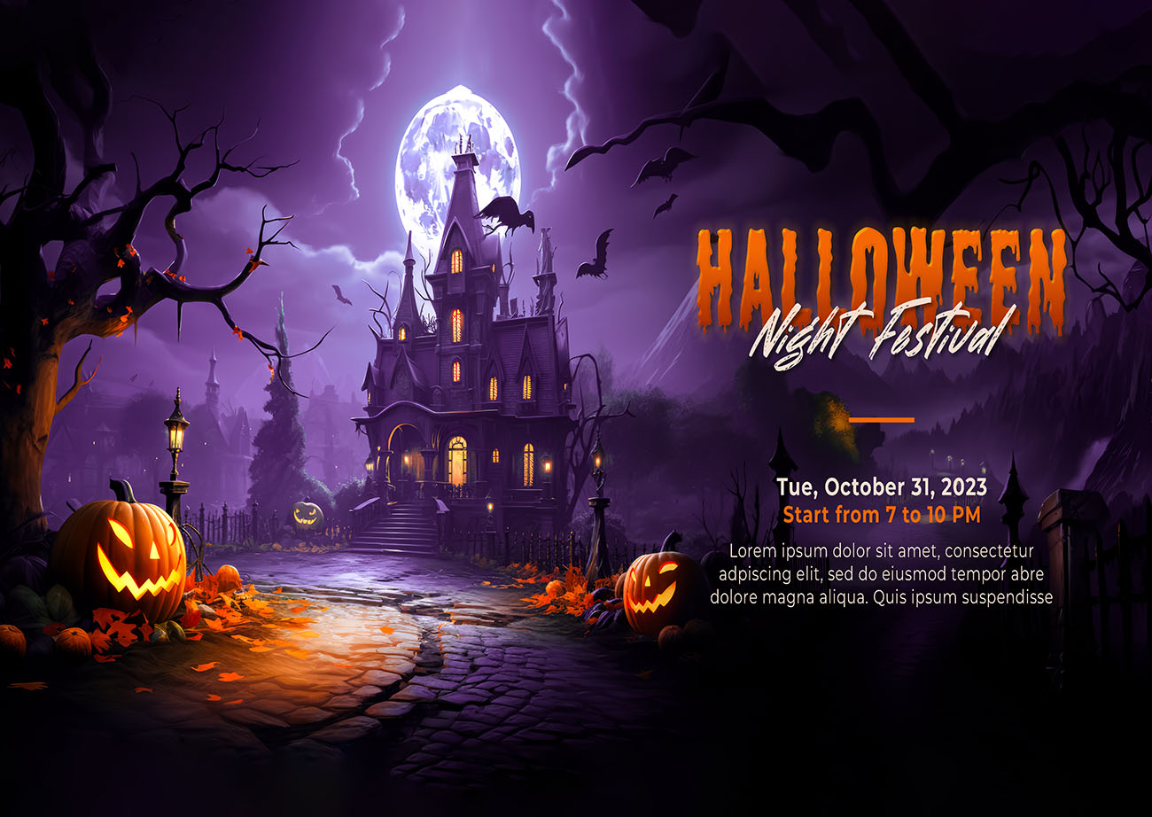 Banner halloween kinh dị mẫu H85 PSD