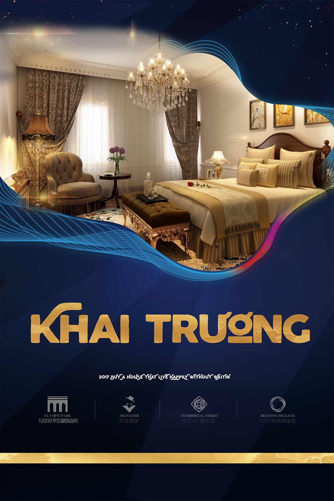 Poster khai trương mở bán căn hộ cao cấp file PSD