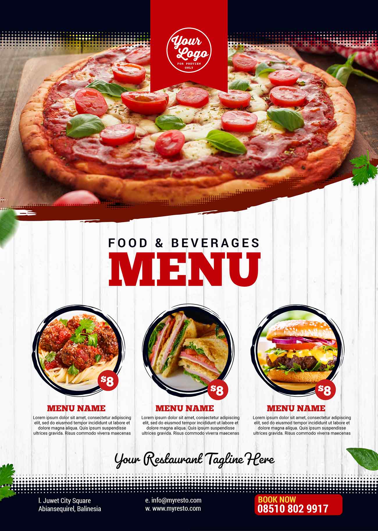 Poster món pizza thịt bằm file PSD