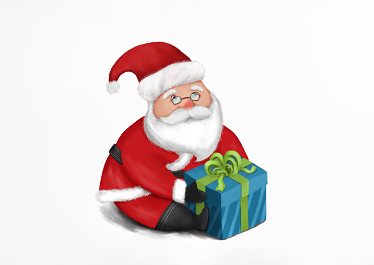 Ảnh minh họa ông già noel cầm hộp quà file PSD