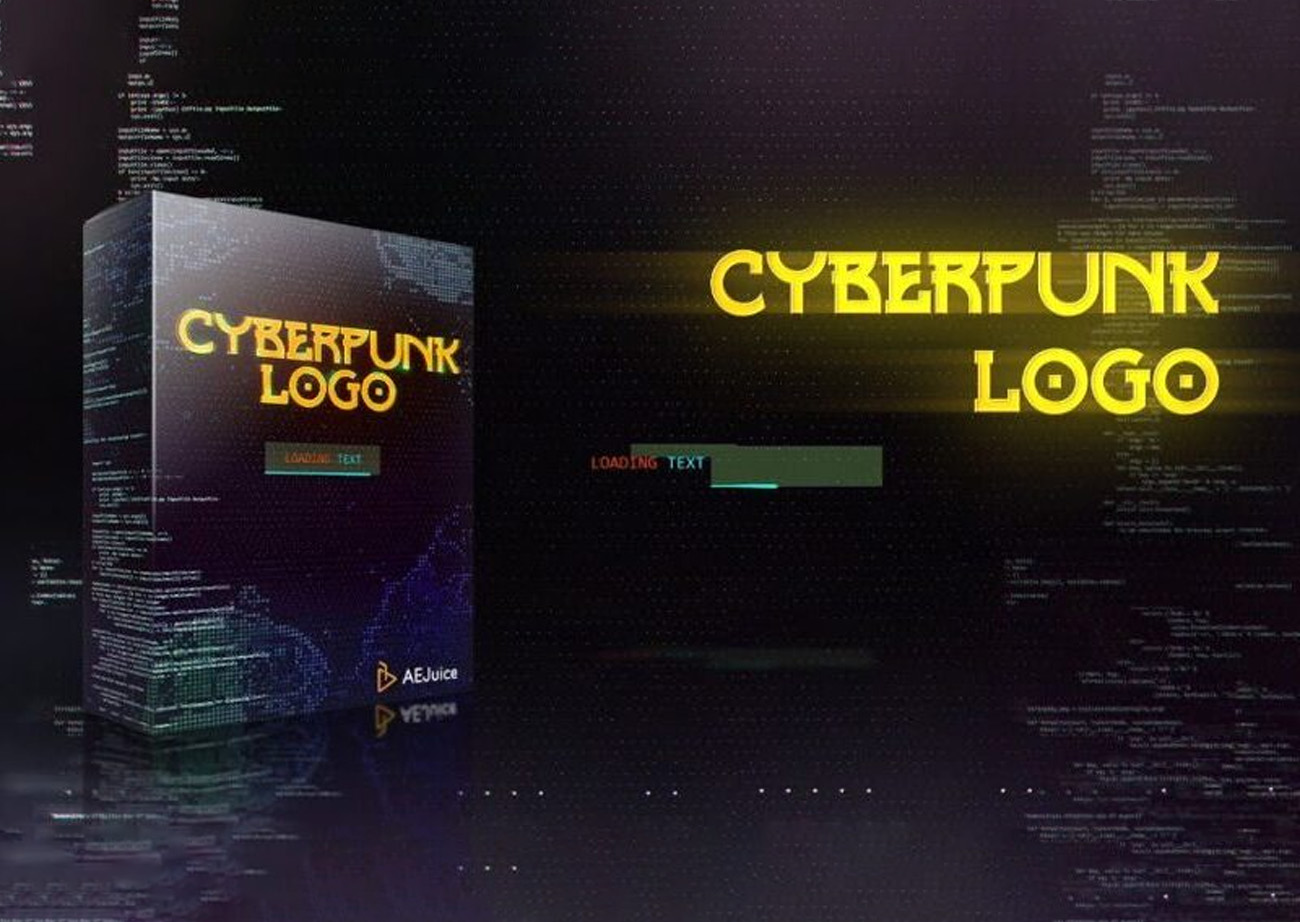 Gói hiệu ứng logo trục trặc - AEJuice Cyberpunk Glitch Logo Animation