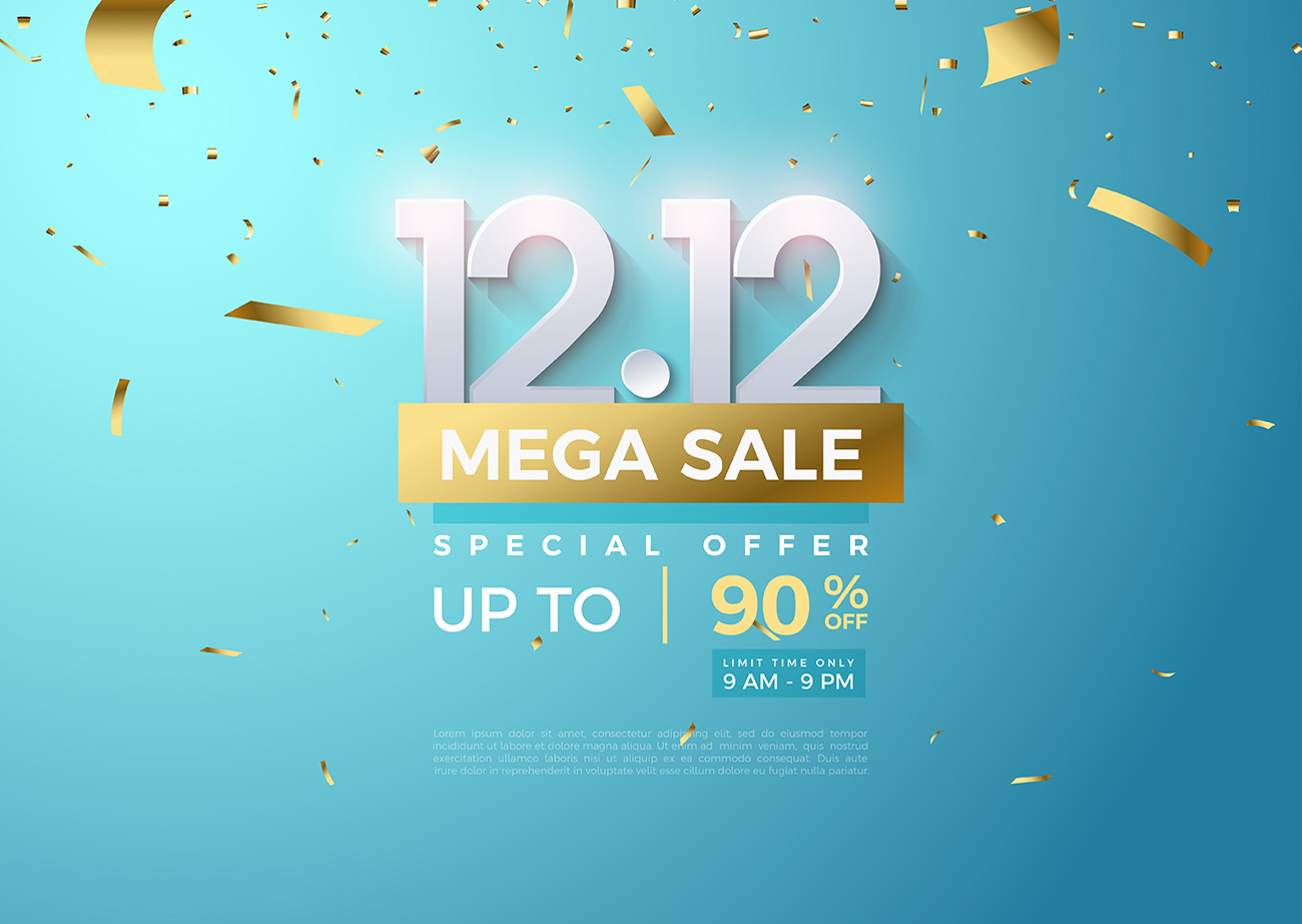 Nhãn mega sale ngày 12.12 giảm giá 90% file EPS