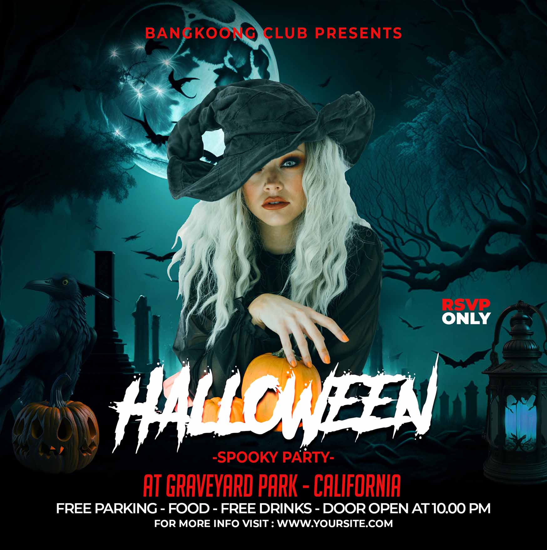 Poster halloween hóa trang, kinh dị mẫu H75 PSD