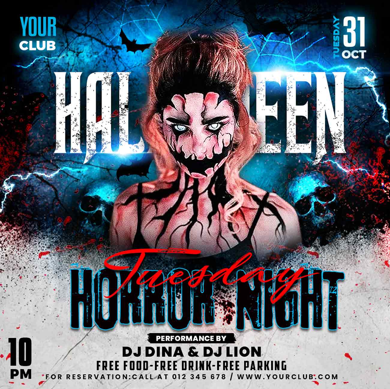 Poster ca sĩ trong lễ hội halloween 3D file PSD mẫu số 4