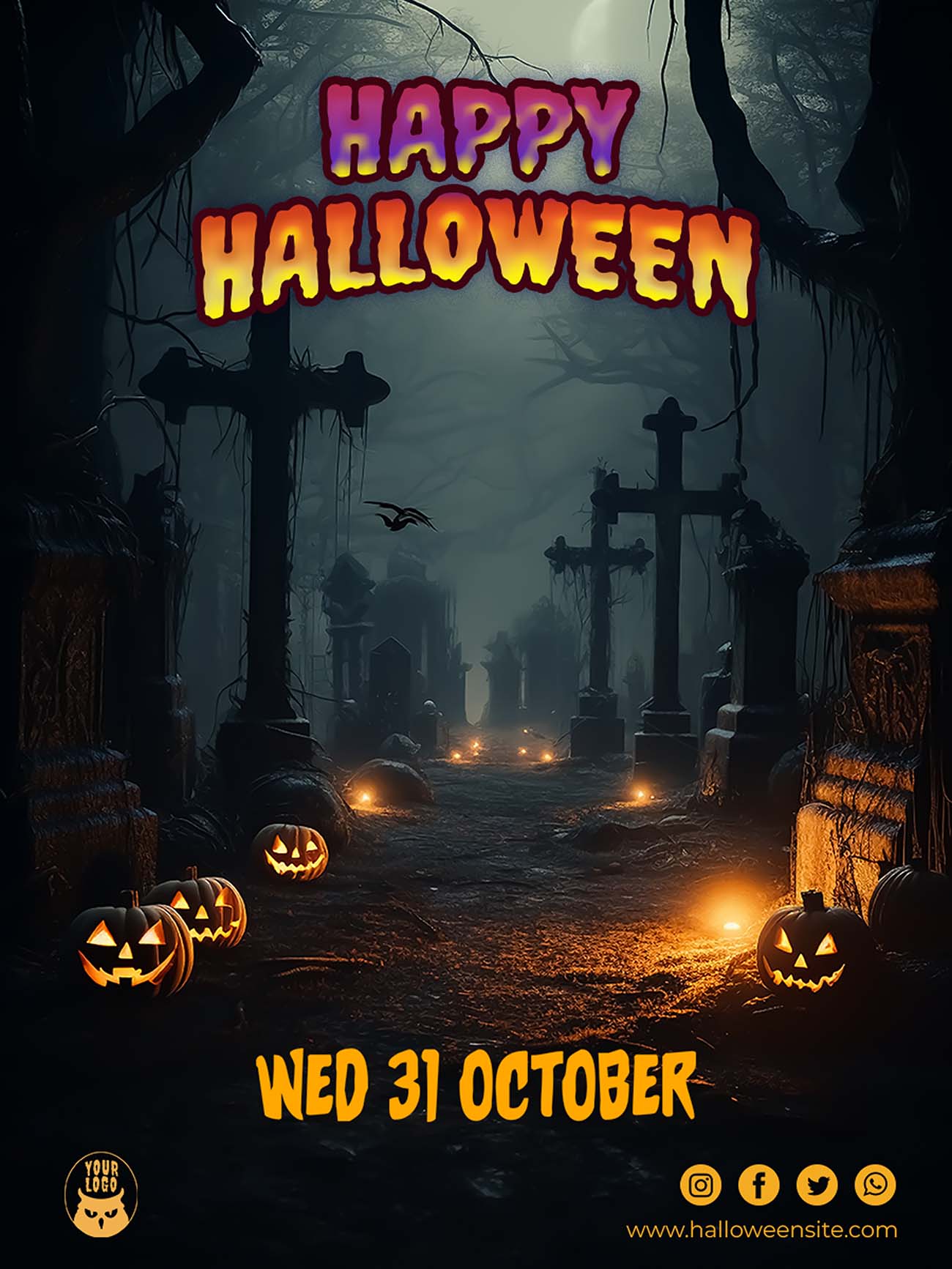 Poster halloween nghĩa trang mẫu H46 PSD