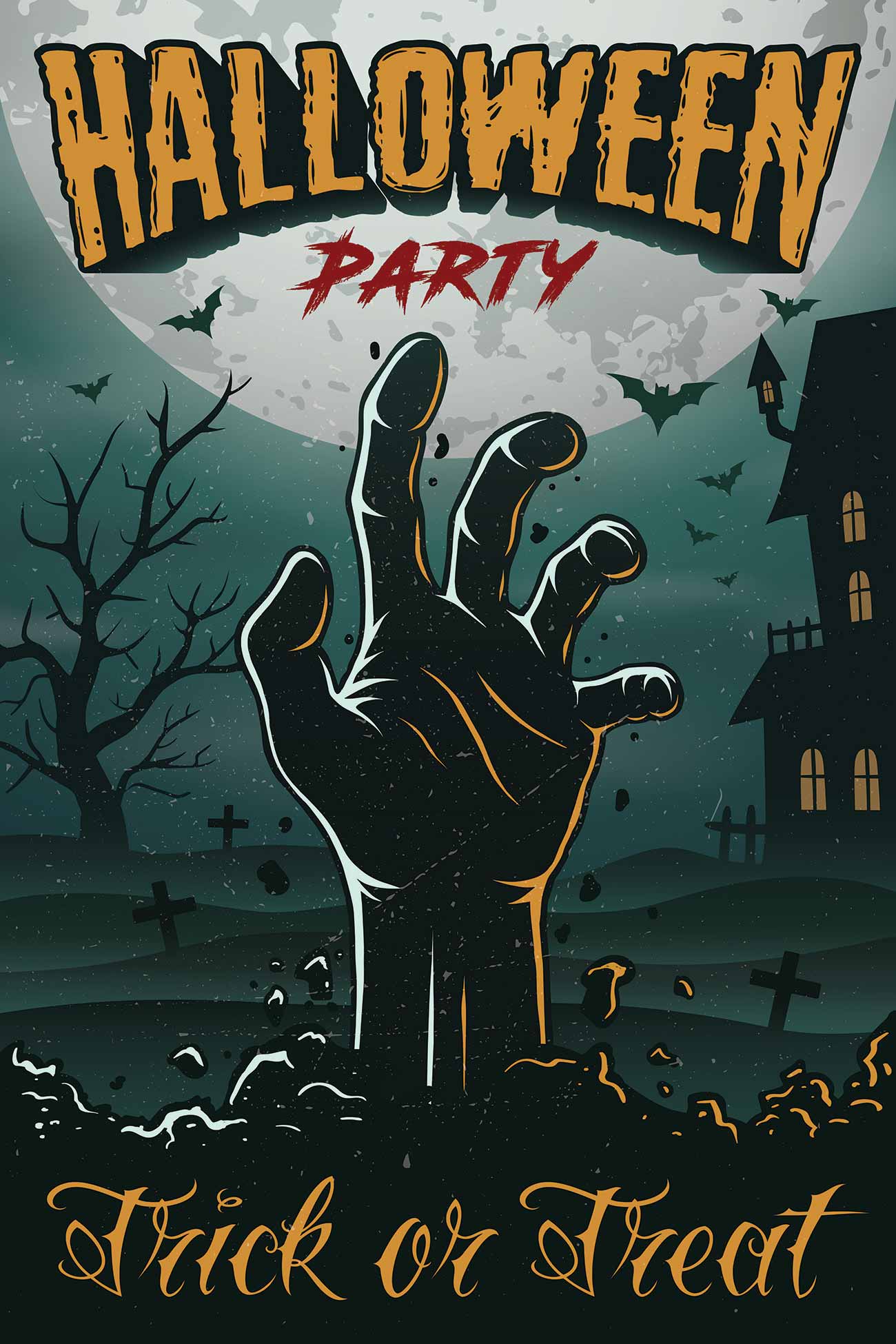 Poster đêm tiệc halloween kinh hoàng file EPS