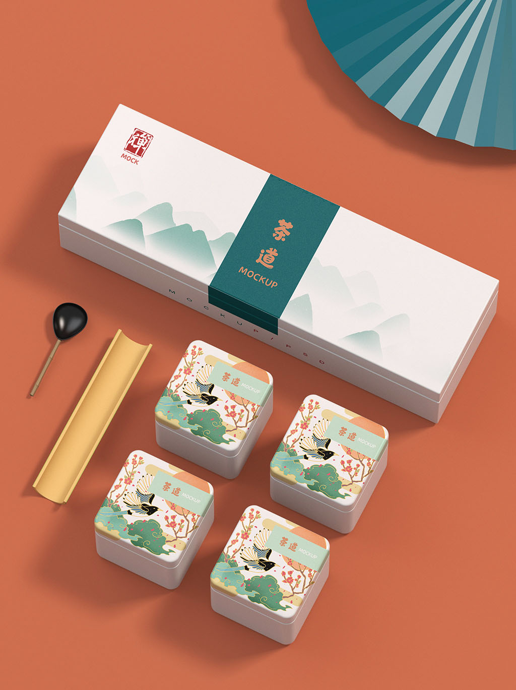 Mockup bao bì hộp quà ngày tết mẫu T20 PSD