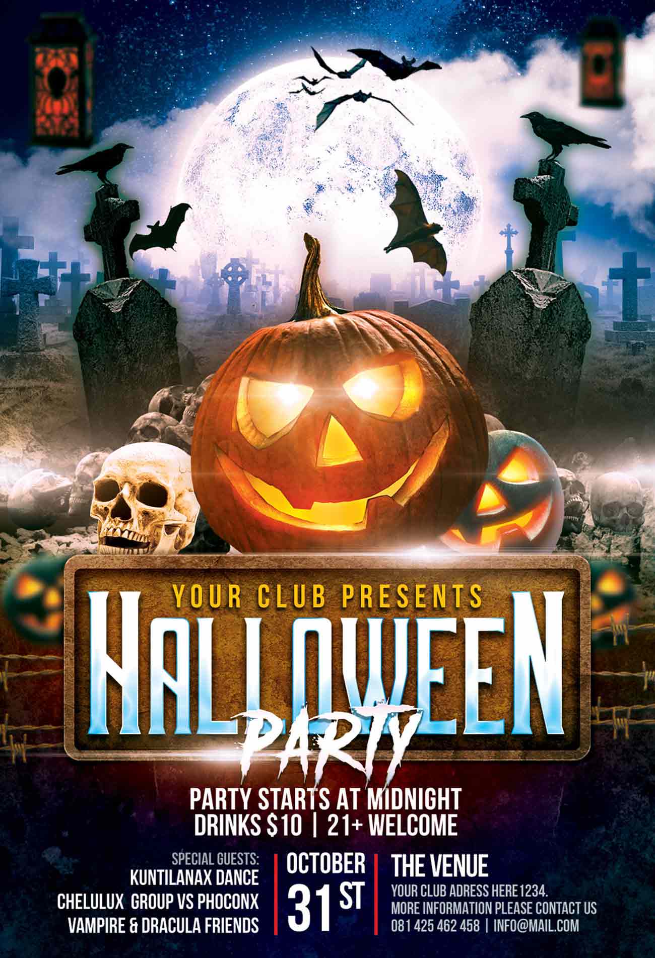 Poster lễ hội halloween file PSD mẫu số 6