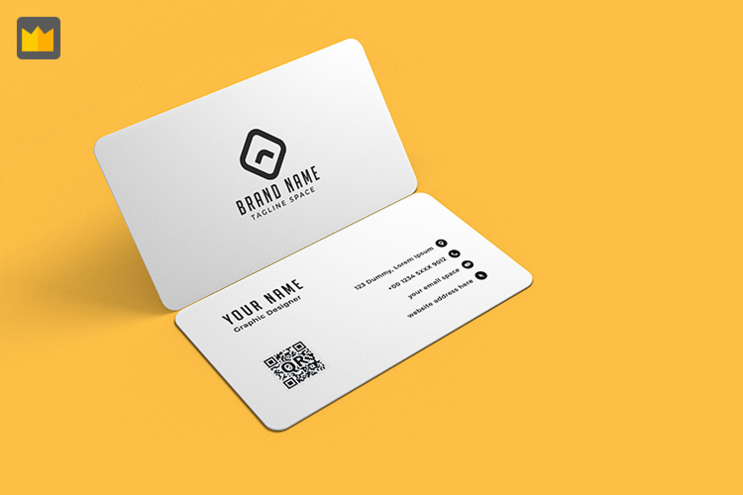 Mockup card visit, danh thiếp, thẻ nhân viên PSD nền vàng