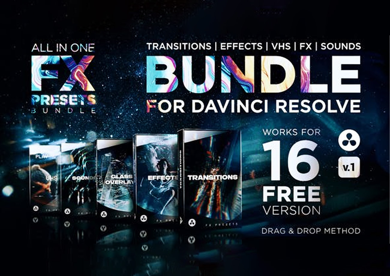 Gói hiệu ứng cài đặt preset tổng hợp cho phần mềm Davinci - FX Presets Bundle for DaVinci Resolve