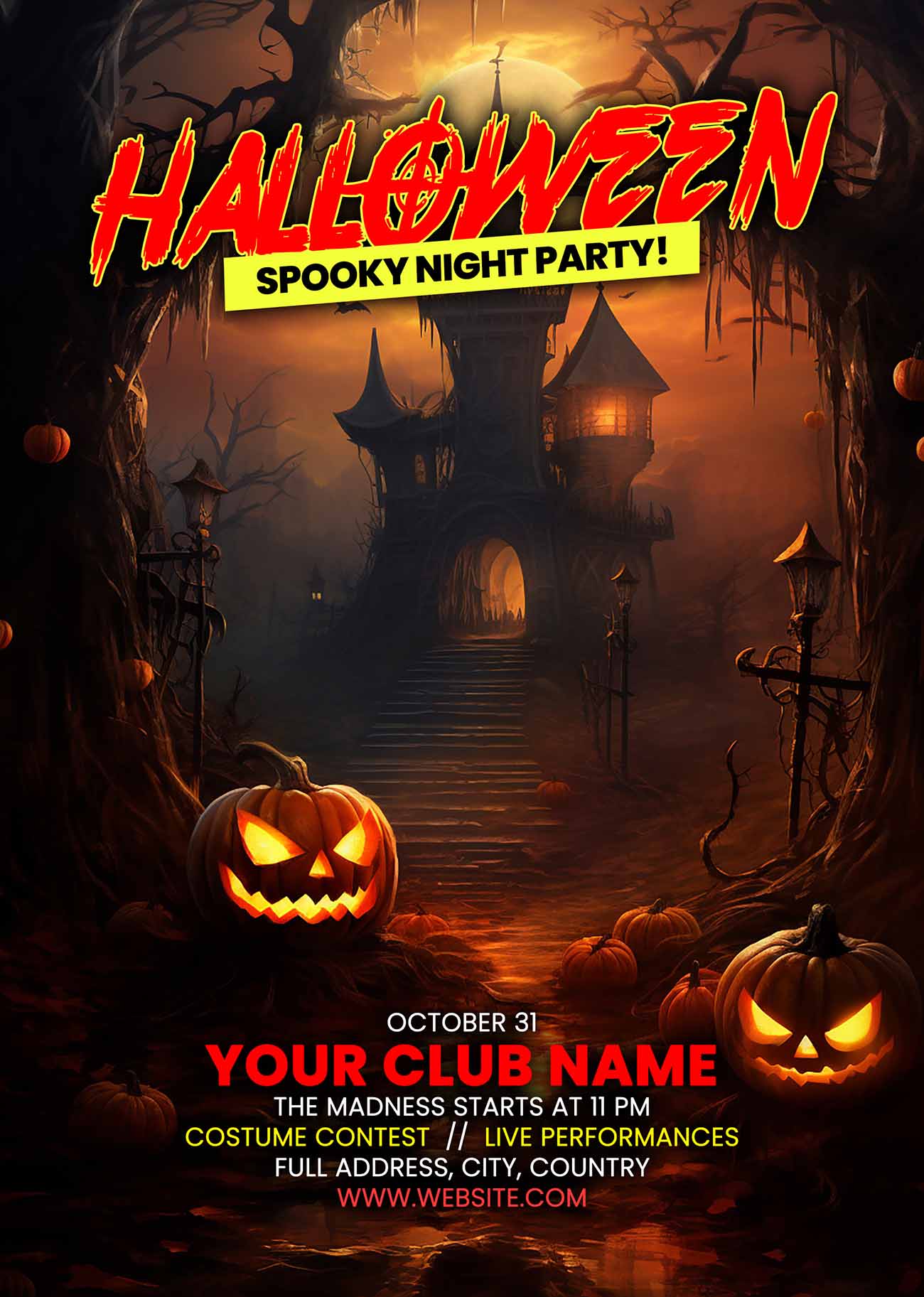 Poster halloween kinh dị mẫu H79 PSD