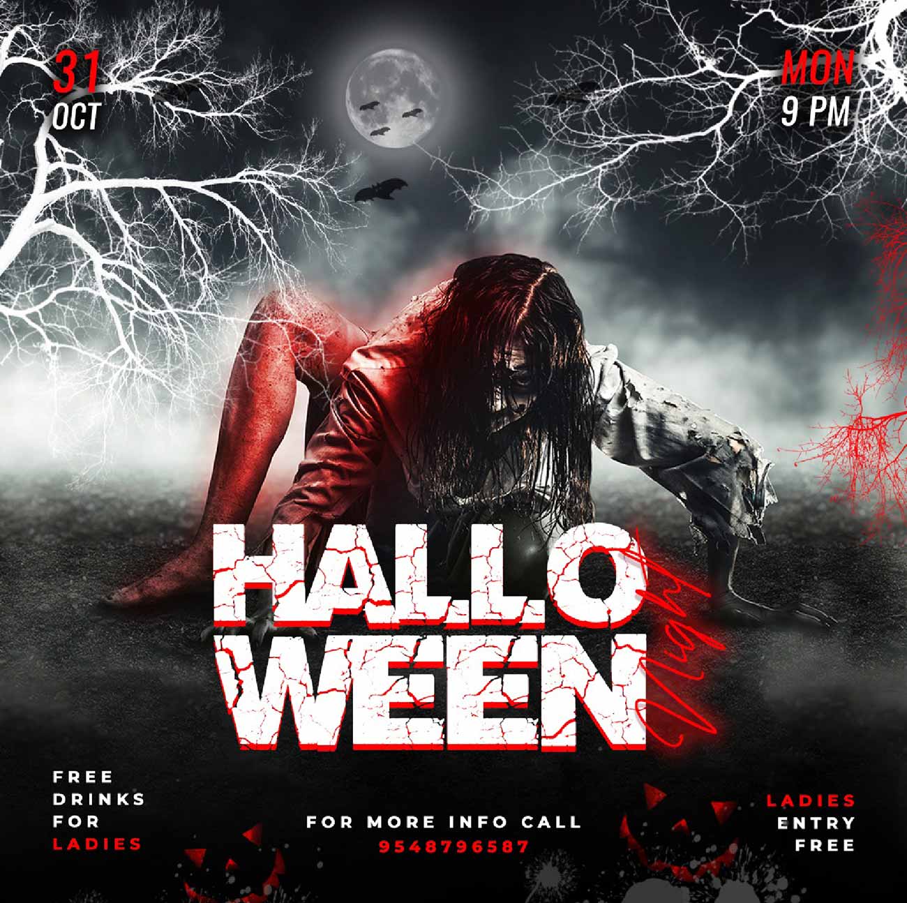 Poster lễ hội halloween file PSD mẫu số 17