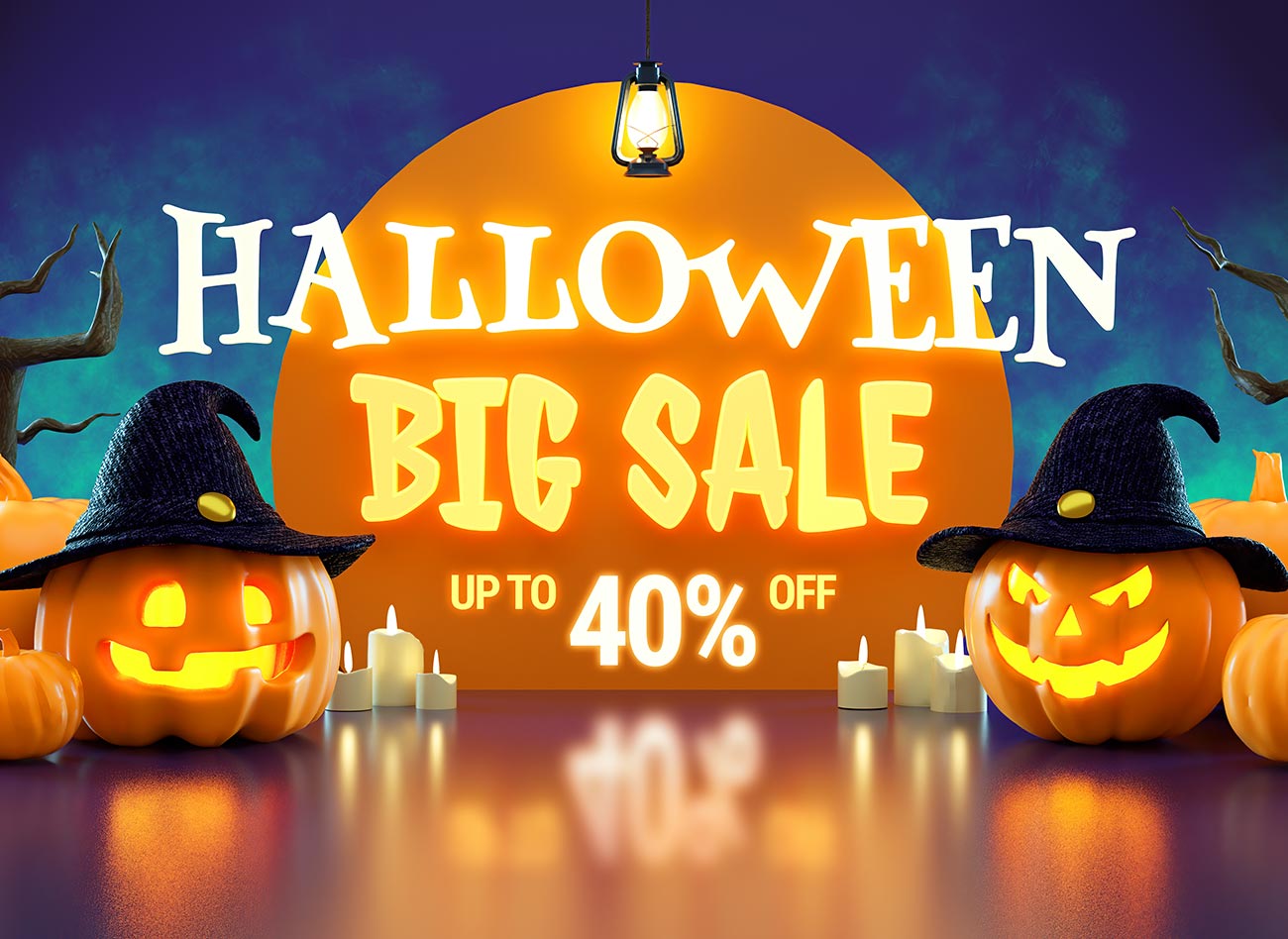 Banner giảm giá nhân dịp lễ halloween file PSD