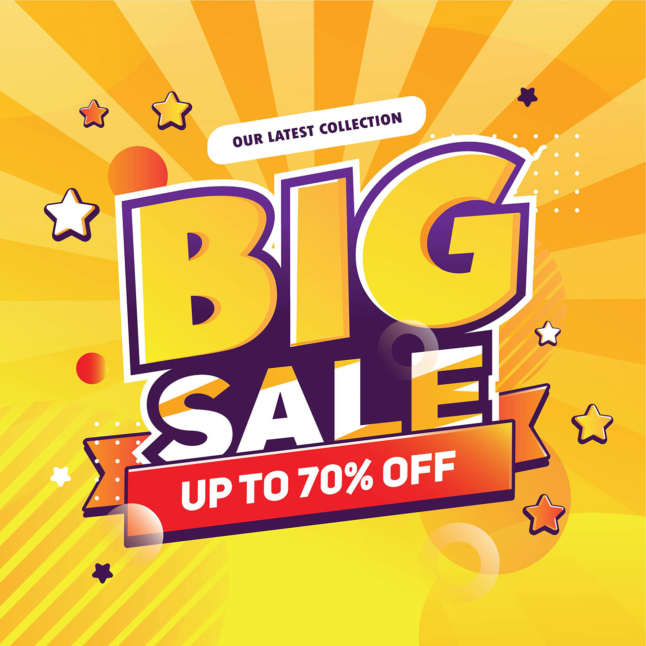 Nhãn big sale 70% nền vàng file EPS