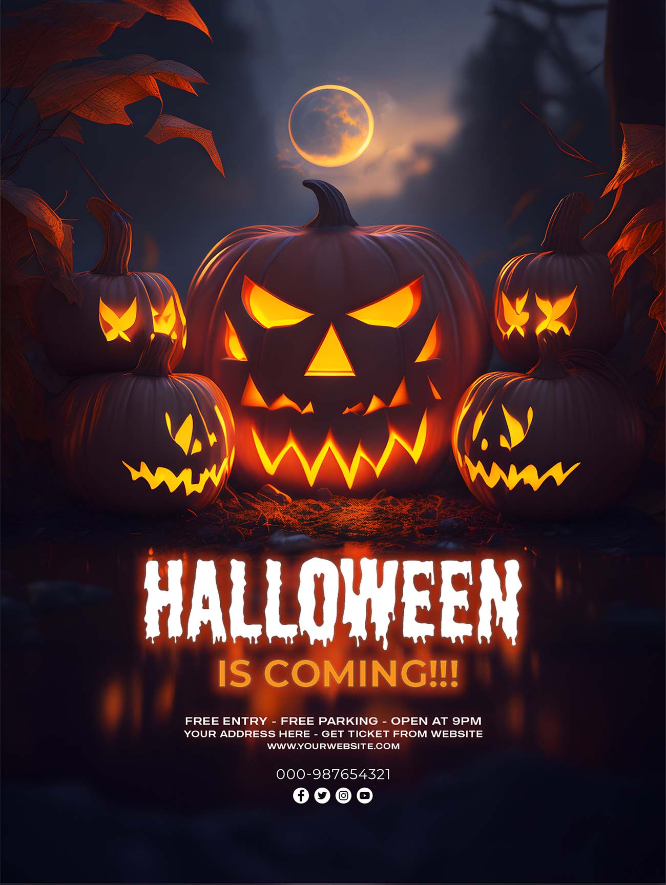 Poster halloween kinh dị mẫu H111 PSD