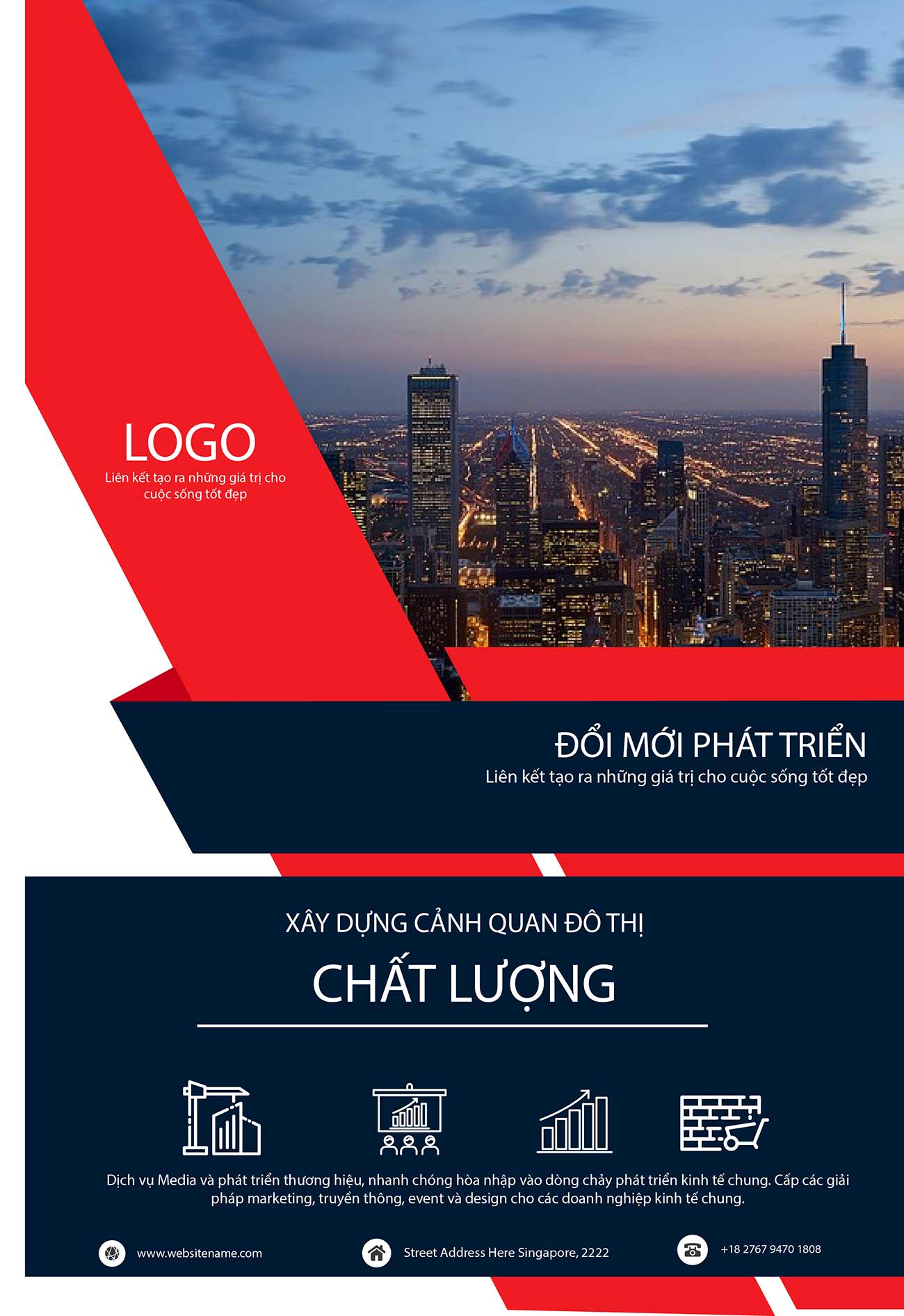 Poster xây dựng cảnh quan đô thị file AI