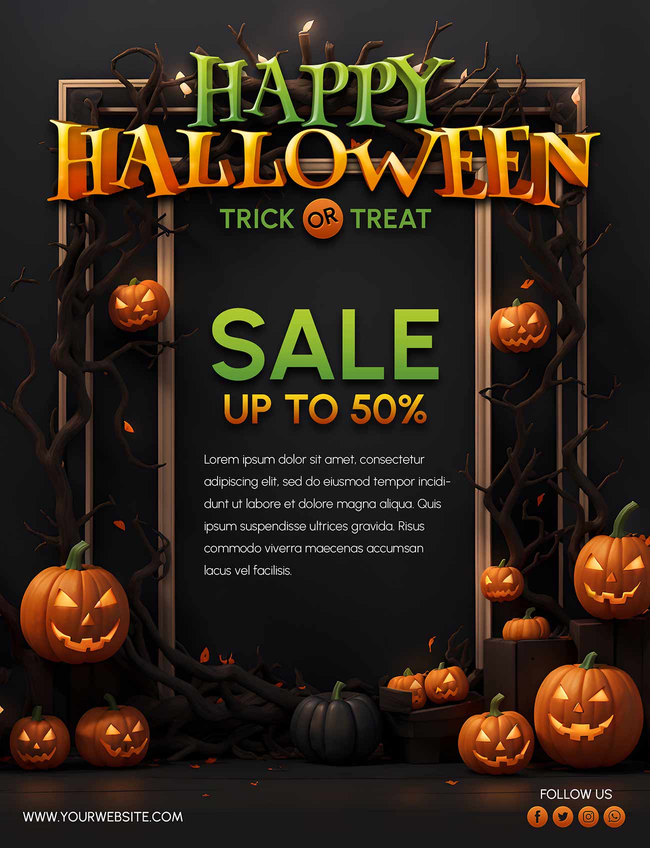 Poster giảm giá nhân dịp lễ halloween file PSD mẫu số 3