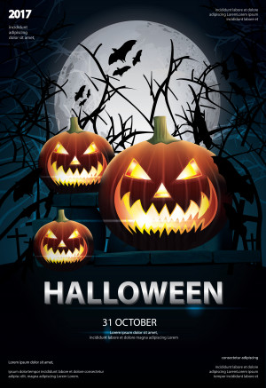 Poster halloween, kinh dị mẫu số 002 EPS AI