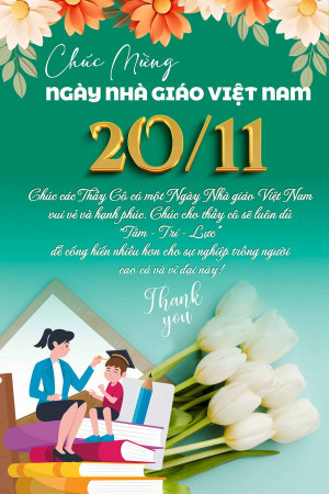 Poster thiệp chúc ngày nhà giáo Việt Nam mẫu 27 PSD