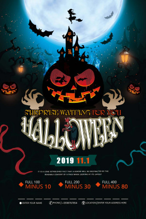 Poster halloween kinh dị mẫu số H01 PSD