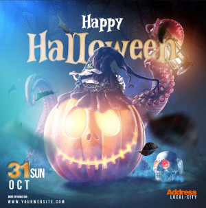 Poster halloween kinh dị mẫu H67 PSD