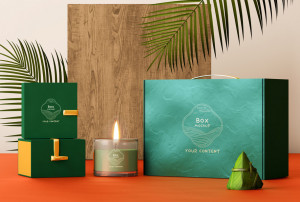 Mockup bao bì giỏ quà tết mẫu T3 PSD