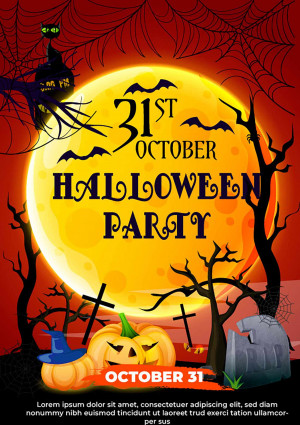 Poster đêm tiệc halloween file AI