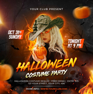 Poster halloween lễ hội, kinh dị mẫu H48 PSD