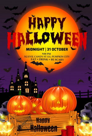 Poster halloween, lễ hội mẫu số 018 PSD