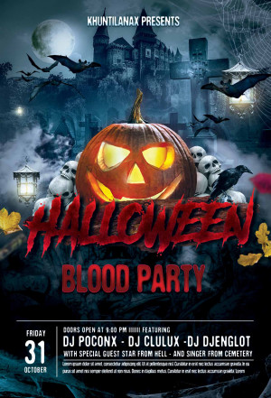 Poster halloween lâu đài ma quỷ mẫu số H08 PSD