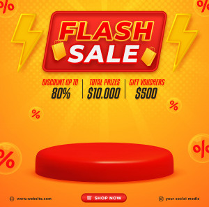 Background flash sale bục 3D mà đỏ file EPS