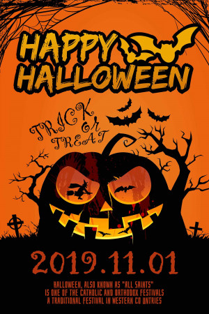 Poster halloween quả bí ngô mẫu số H04 PSD