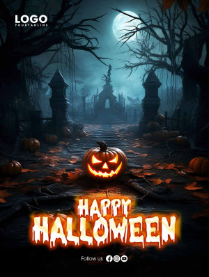 Poster đêm halloween kinh hoàng file PSD