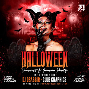 Poster ca sĩ trong lễ hội halloween 3D file PSD mẫu số 16