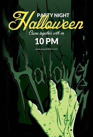 Poster thiệp mời tham dự tiệc halloween file PSD