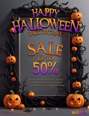 Poster giảm giá mùa lễ halloween mẫu H115 PSD