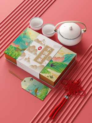 Mockup bao bì hộp trà tết mẫu T68 PSD