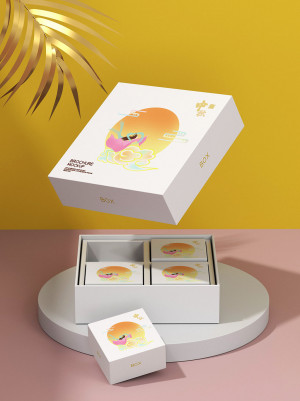 Mockup bao bì hộp quà tết mẫu T8 PSD