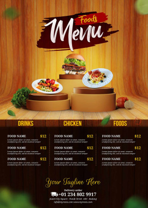 Poster menu nhà hàng Âu file PSD